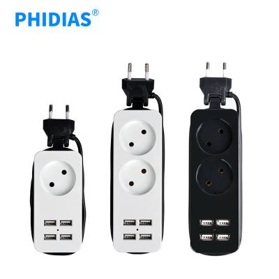 China Durable 1 Or EU Standard 2 Power Plug With 4 Port USB 1.5m Power Cord Russian Plug Without Melting for sale