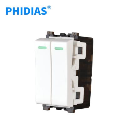 China High Quality PHIDIAS Vietnam Security Small Strip Duplex White Surface 2 Power Wall Switch Button for sale