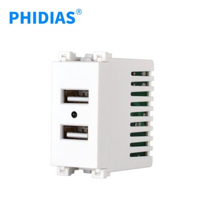 China High Quality Safety PHIDIAS Vietnam Surface Double USB Socket Wall Outlet White Button for sale