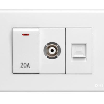 China High Quality 20A White Color DP Push Button Switch Socket Telephone Security PHIDIAS Vietnam Type TV Socket for sale