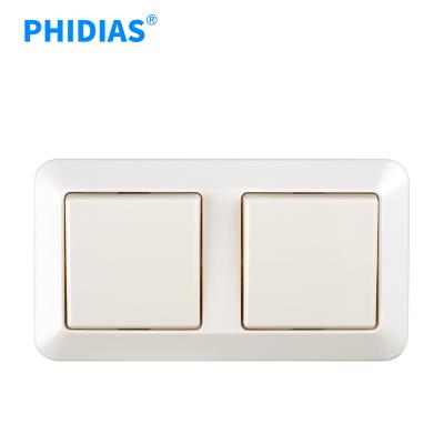 China PHIDIAS Durable White Color House Use 84*155mm PC Material 2 Band 1 Way 16A Waterproof Durable Wall Switch for sale