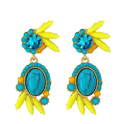 China Other popular female delicate JJ55328 turquoise geometric round national style earrings for sale