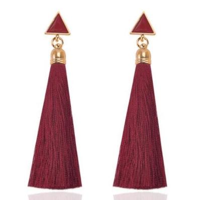 China Wool Fashion Triangle Tassel Earrings Long Bohemian Geometry LXES6740 for sale