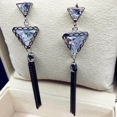 China Fashion Trendy Tassels Earrings Long Chains Earrings With Rhinestones Stocks YE1153 for sale