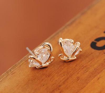 China ALLOY fashion butterfly earring 18K gold cubic Zircon earrings stud earrings have stock E292 for sale