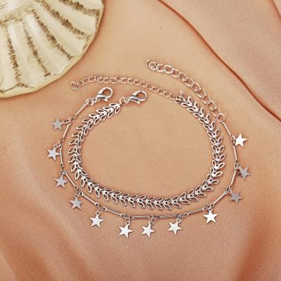 China New CLASSIC Fashion Alloy Arrow Star Double-Layer Creative Simple High-grade Simple Anklet Chain Set for sale