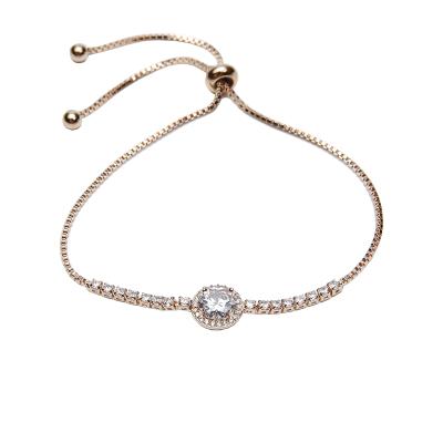 China New Design Women CLASSIC Delicate Cubic Zircon Gold Geometric Round Adjustable Bracelet for sale