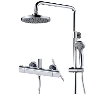 China With Slide Bar Luxury Bathroom Thermostatic Shower Faucets Mixer Bar Set Cold Water Hot 2 Functions for sale