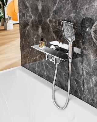 China Without Slide Bar Digital Bathroom Thermostatic Bath And Shower Faucets Mixer Column Bar Set Hot Cold Water for sale