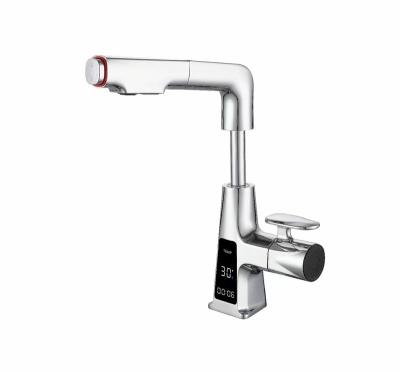 China Metered Faucets Thermoclick Basin Mixer Digital Toilet Faucets with Pullout Platform Mounted LED Display for sale