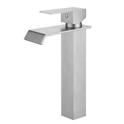 China High Deck Mounted SUS304 Stainless Steel Basin Mixer Toilet Faucets Cold Water Metered Waterfall Faucets Hot for sale