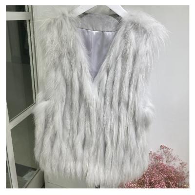 China Sustainable Raccoon Fur Vest Sleeveless Real Women's Real Raccoon Fur Vest for sale