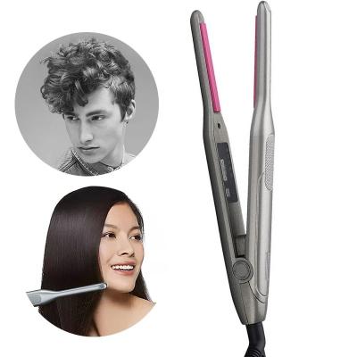 China Narrow Panel 3D Folating Plaste Iron LED Short Hair Curling Iron Mustache Strokes Ceramic Beard Straightening Flat Iron for sale