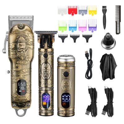 China 2021 New Car USB Hair Cutter Set Wireless Hair Trimmers Barber Hair Cutter LCD Blade Clippers Stainless Vintage Salon Machine for sale