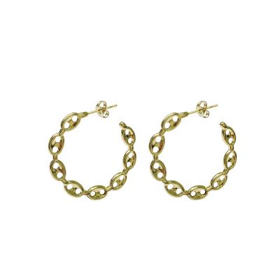 China Trendy Gold Plated Sterling Silver Chunky Snake Hoops Fashion Earrings Brass Jewelry for sale