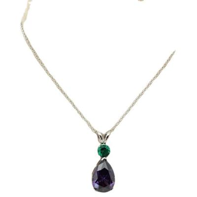 China Classic Manufacturer Direct Selling Classic Purple Teardrop Glass Stone Necklace for sale