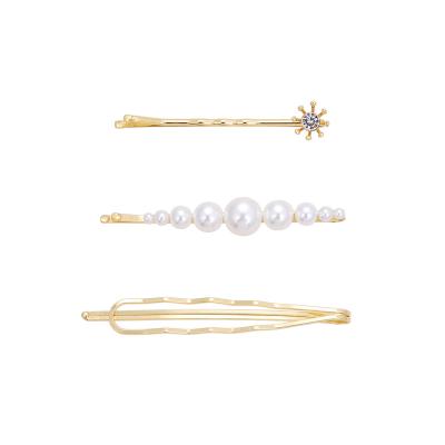 China Fashion New High Quality Women White Glass Pearl Hair Pin Set for sale