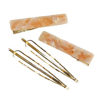 China Fashion Vershal women handmade korean style acetate clip accessories hairpin nude marble set for sale