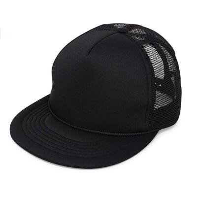 China COMMON Wholesale Simple White Mesh Trucker Hats Adjustable Cap Solid Color Flat Posted Snapback Hat Cap 5 Panel for sale