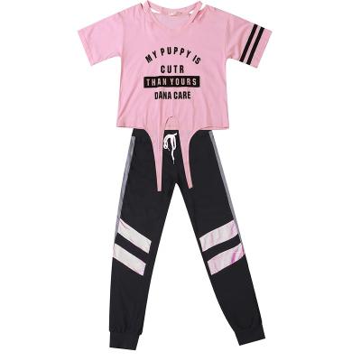 China Good Quality Newcomer Anti-pilling Short Sleeve Pink Custom Tracksuits Sets Sweated for sale