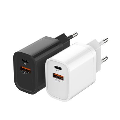 China Mobile Phone Fast Charging USB Wall Charger Adapter EU Plug In Wall Fast Charger PowerPort PD20W Dual USB For iPhone for sale