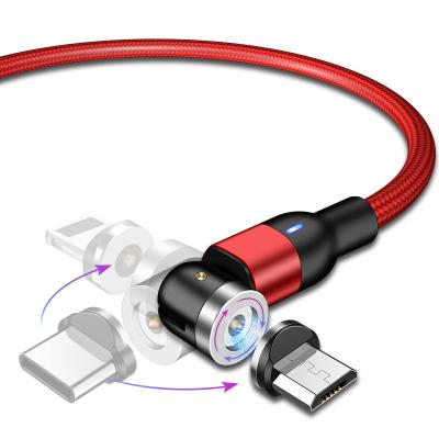 China MP3/MP4 Player Best Quality 1m 3feet 3in1 2in1 Magnet 540 Degree Braided Magnetic USB Data Charging Cable for sale