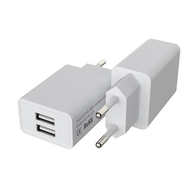 China EU Plug Wall Charger Travel Celular Portable Fast Adapter Charging Para Dual USB Wall Socket Wholesale Cheap Cell Phone Cargador 2A for sale