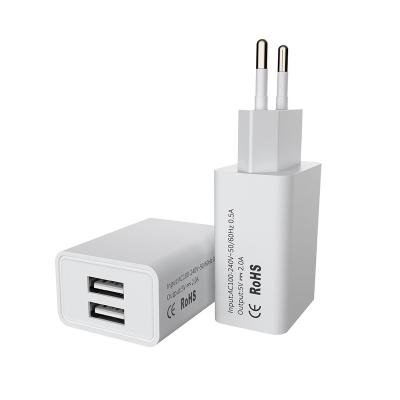 China Portable Cell Phone 5V 2A 2 Port Multi USB Fast Eu For Android 10w Cheapest Factory Adaptive With Latest Design EU Market Wall Charger for sale