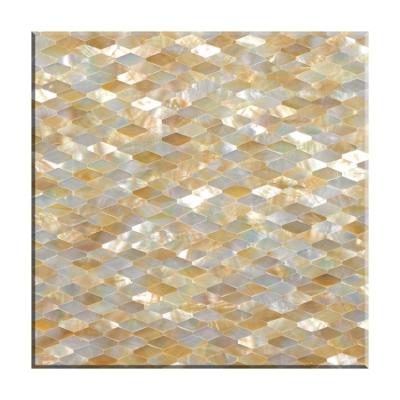 China Wholesale Parquet Mix Gold Yellow Seashell Shell Mosaic Tile For Bathroom Pearlescent Decoration for sale