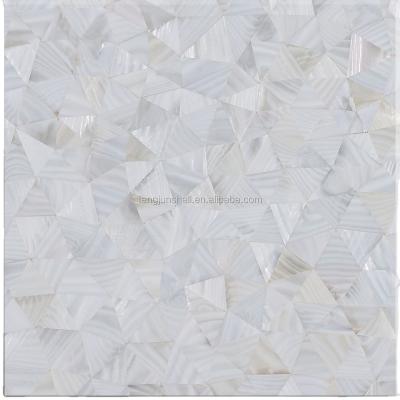 China Nature Shell Tile White Interlocking Parquet Art Design Shell White Mother 100% Pearl Mosaic Tile for sale