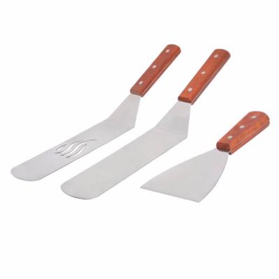 China Easily Cleaned Riveted Smooth Wooden Handle Scraper Stainless Steel Tools And Spatula for sale