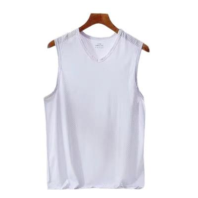 China Fashion Men's Others Ice Silk Vest Men's Quick-Drying Thin Mesh Breathable Sports Invest Wear Men's T-shirt Sleeveless Summer for sale