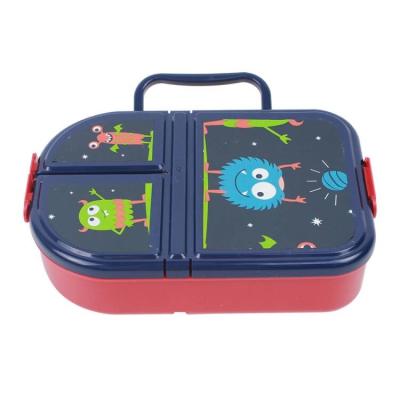 China Wholesale Free Storage Containers 3 Compartments Food Bowl Freshness Kids School BPA Plastic Lunch Box With Handle for sale