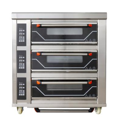 China High Efficiency Commercial 3 Deck 6 Tray Electric Gas Deck Oven Bread Baking Ovens For Sale for sale