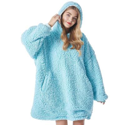 China Hot Selling Wearable Hoodie Blanket Microfiber Plush Sherpa Fleece Sleeves Super Soft Adult Hoodie Blanket for sale