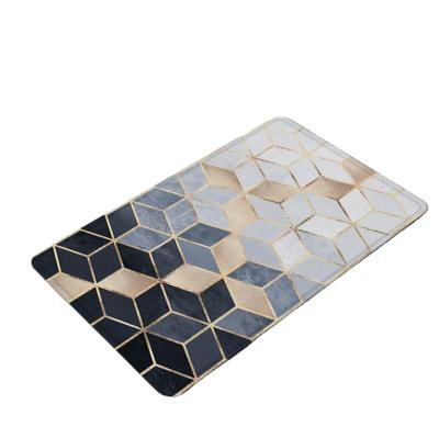 China 2021 Modern Hot Sale Fabric Geometric Printing Flannel Non Slip Mat for sale