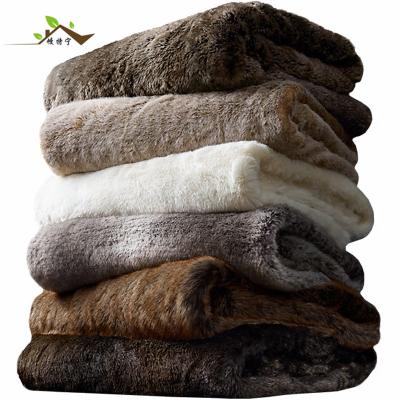 China Wholesale Viable High Quality Cozy Luxury Super Soft Plushwarm Fleece Faux Fur Shaggy Throw 130x160cm Double for sale