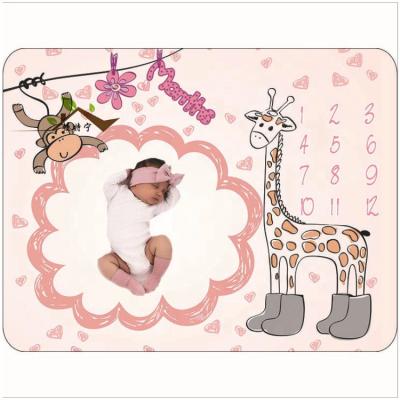 China Hot Selling Flannel Baby Photography Milestone Anti Dust Mite Monthly Blanket With Frame for sale