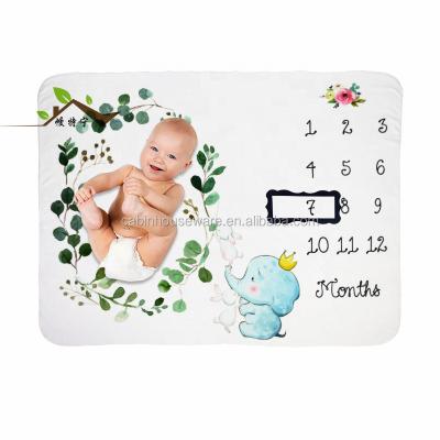 China Sustainable Custom Baby Fleece Blanket Soft Thick Baby Milestone Blanket for sale