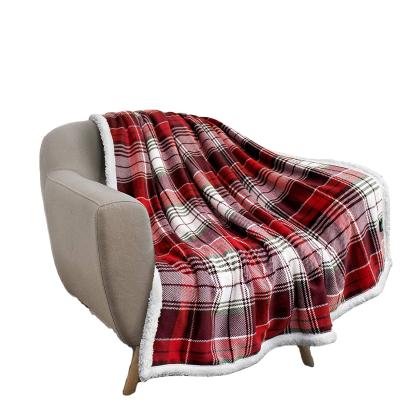 China Amazon Amazon Plaid Sherpa Fleece Blanket Anti-Static Comfortable Printedchannel for sale