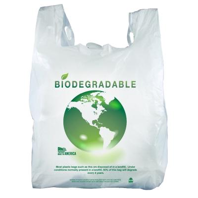 China BIODEGRADABLE Custom Reusable HDPE/LDPE Grocery T-shirt Biodegradable Plastic Bags for sale