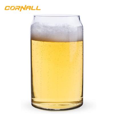 China Best Seller Clear 16oz Soda Can Shaped Beer Glass Mugs Mugs Drinking Glasses For Beverage for sale