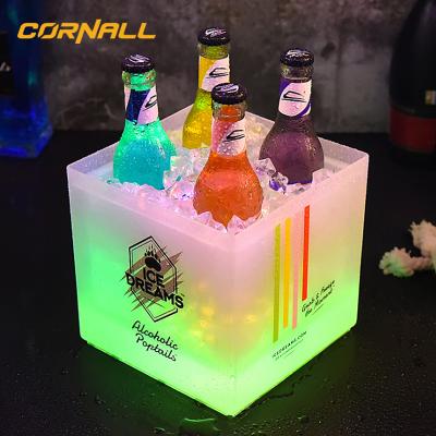 China Viable Bright LED Ice Bucket Double Square Plastic Ice Bucket for sale