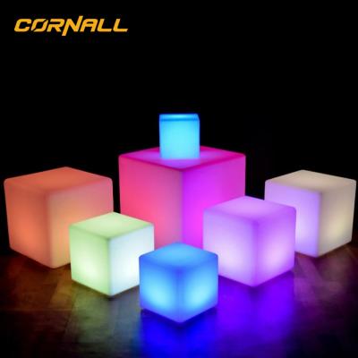 China Environmental Friendly Colorful Luminous Cube Chair Furniture Led Outdoor Bar Nightclub Furniture Counter Garden for sale