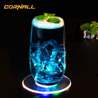 China New Style Snap Sustainable Club Led Logo Snap Cup Coaster Decoration Led Coaster for sale