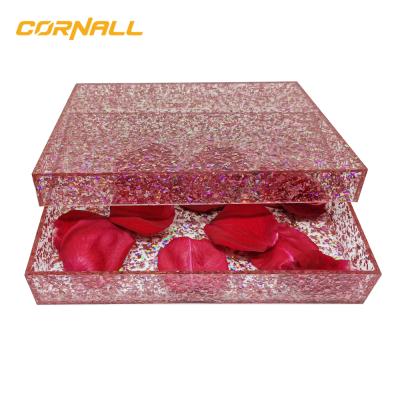 China Large recycled materials acrylic valentines gift box with lid customizable transparent valentines day 2022 luxury gift box for sale