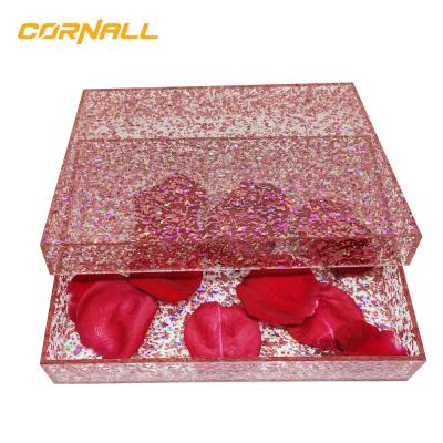 China Gift Box Lucite Wedding Gift Box Valentines Day Gifts Box Exquisite Elegant Clear Acrylic Valentine Gift Box for sale