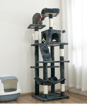 China Hot Sale Sustainable On Running Wooden Pet Cat Tree House Scratcher Post Tower House Cat Tree For Large Cats for sale