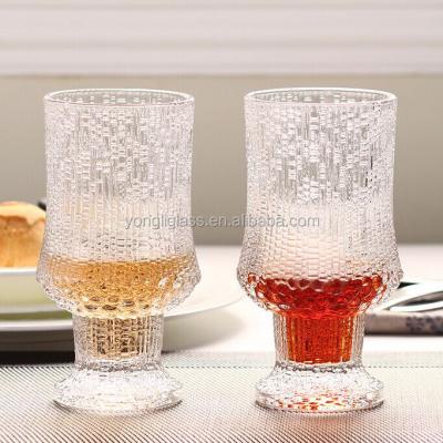 China Wedding/Party/Hotel/Home/Restaurant/Kitchen Item 290ml Vintage Style Glass Trophy Shaped Embossed Whiskey Glass Novelty Designed Whiskey Glass for sale