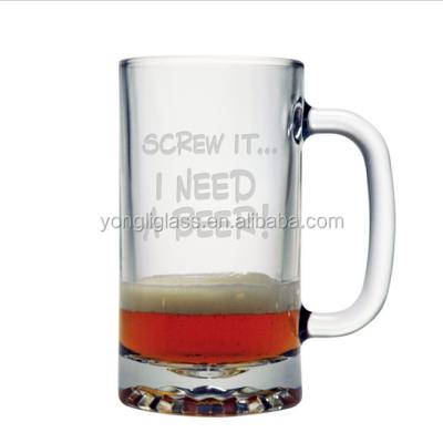 China Glass Stitch Wedding/Party/Hotel/Home/Restaurant/Kitchen 16 oz Decal Custom Logo Funny Glass Beer Mug, Personalized Glass Mugs, Large Beer Mugs for Beer Lovers for sale